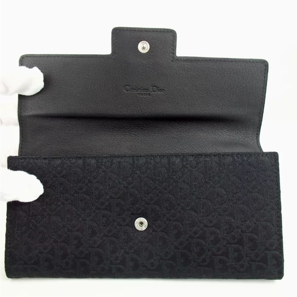 AUTH Christian Dior Monogram Trotter Long Wallet Black - Picture 8 of 13